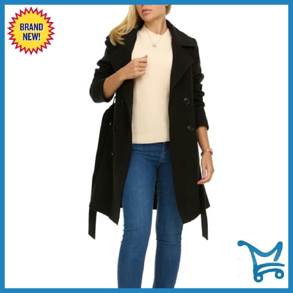 Double-Breasted Faux Wool Trench Coat - Winter Coat for Women - Picture 3 of 8